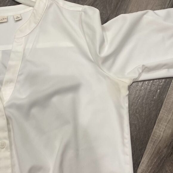 A1 Eva Mendes New York & Company White Tie Up Button Front 1/2 sleeve top medium - Picture 5 of 8